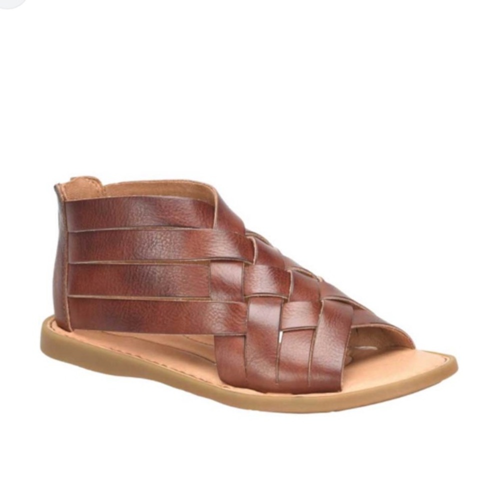 Born Chestnut Leather Woven Sandals